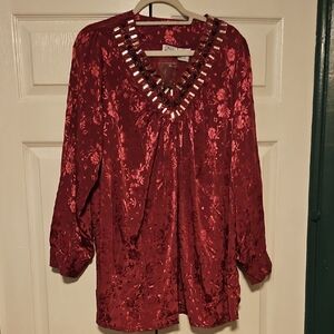 Only Necessities Deep Wine Floral Blouse